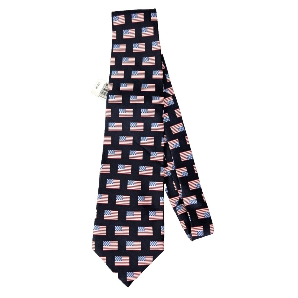 Stonehenge Men's‎ American Flag Patriotic Silk Neck Tie Navy Blue/Multi NWT